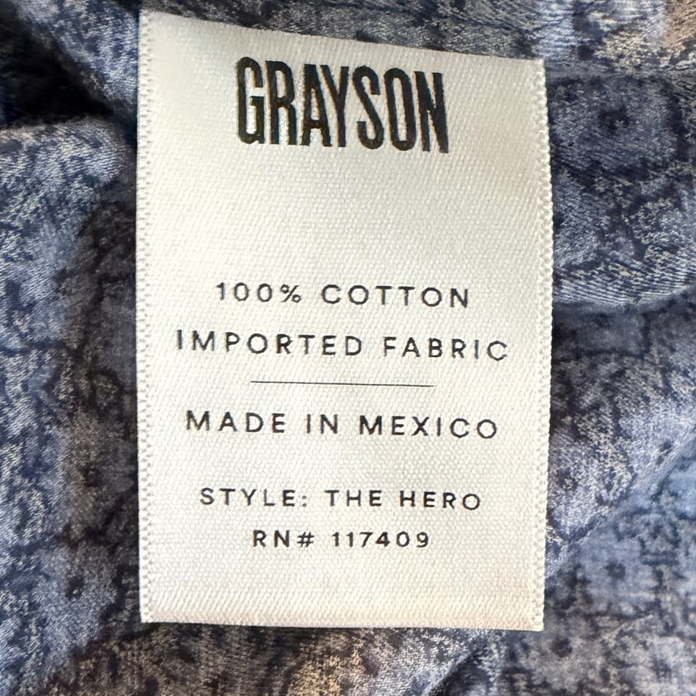 Grayson "Hero" Blue Floral Patterned Button-Up Shirt O2 - Picture 11 of 13